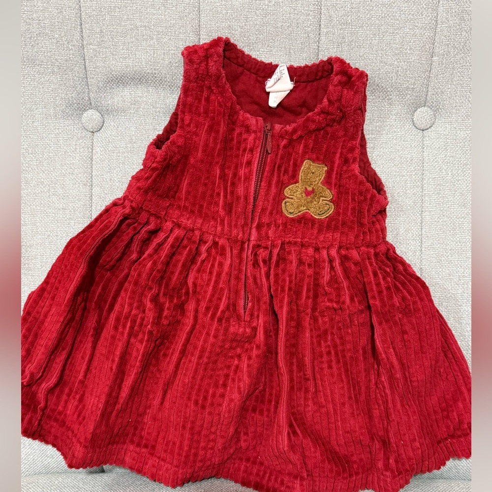 VINTAGE 1999 Baby Gap Red Corduroy Teddy Bear Dress - XL (18-24M)